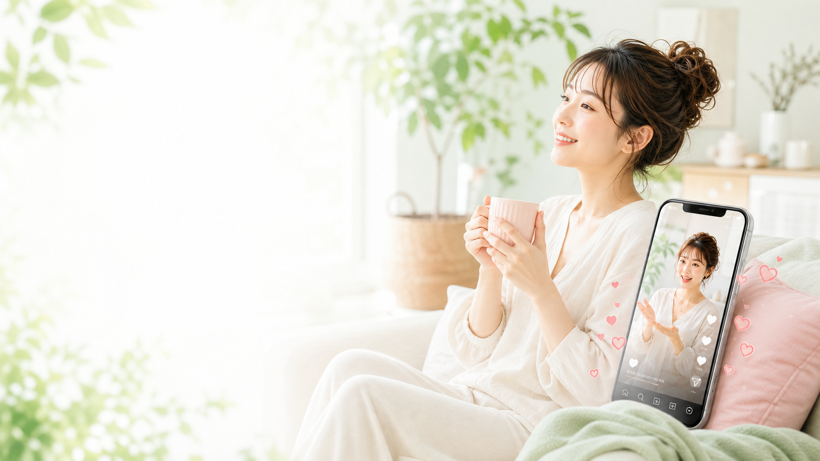 AI分身がリール発信を続けてくれる自由な未来のイメージ